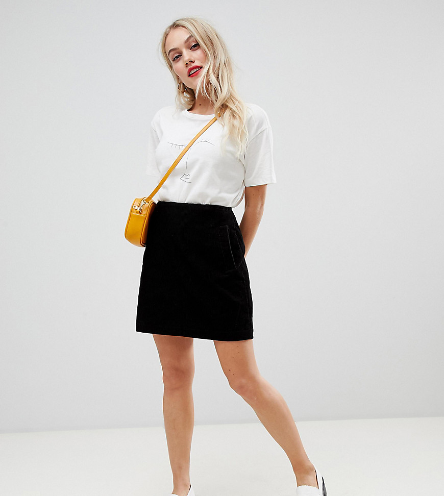 New Look Petite cord pocket skirt in black