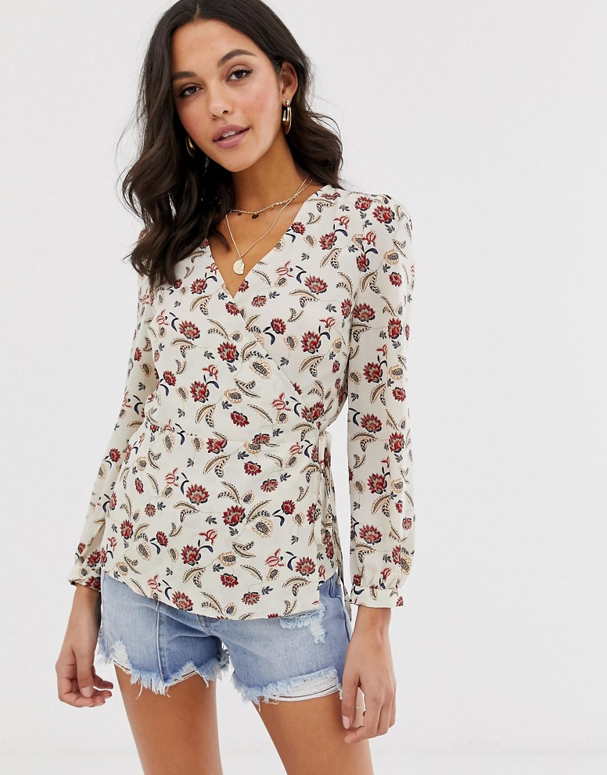 Vila floral wrap blouse