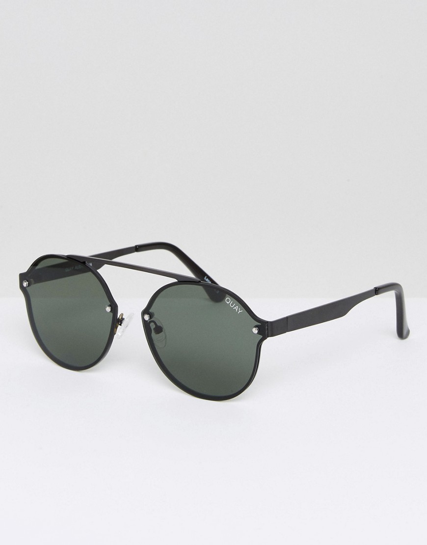 Черные круглые солнцезащитные очки Quay Australia - Черный 