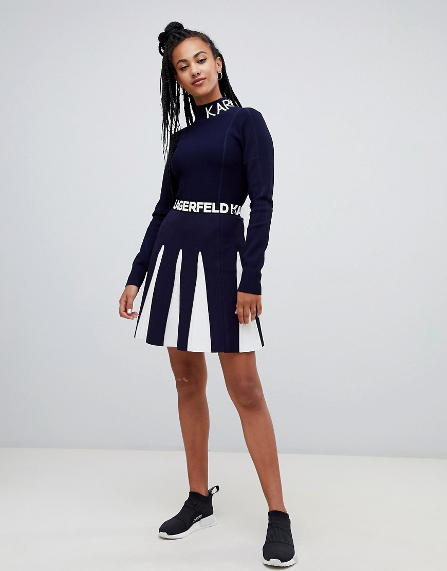 Karl Lagerfeld contrast knit skater skirt