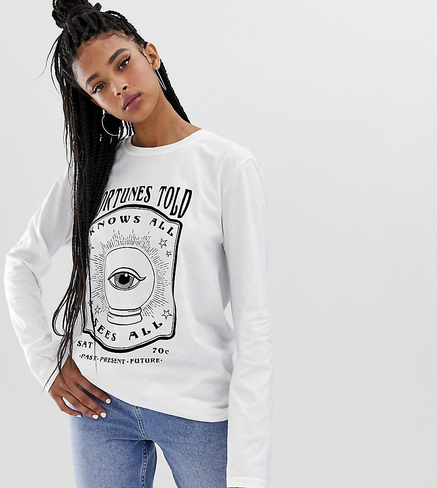 Reclaimed Vintage inspired long sleeve t-shirt with fortune tarot print