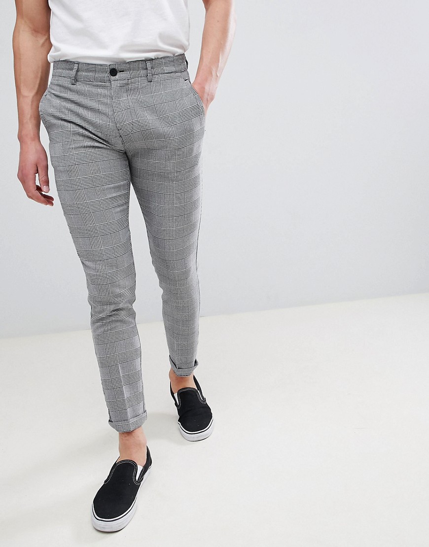 Серые строгие брюки в клетку Pull&Bear - Серый 