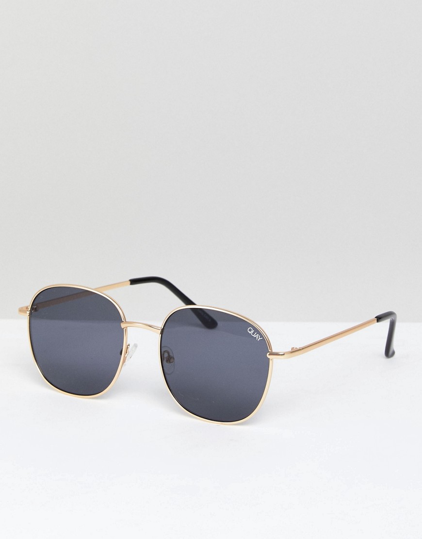 Quay Jezabell round sunglasses in gold/smoke
