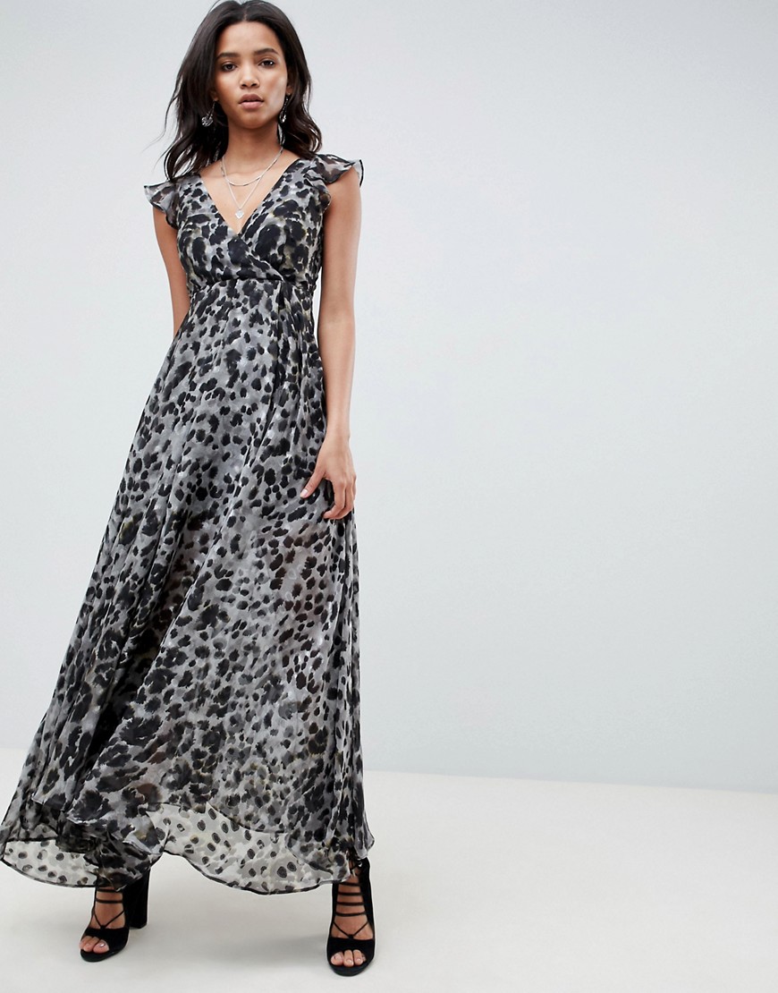 Religion Plunge Maxi Dress In Leopard