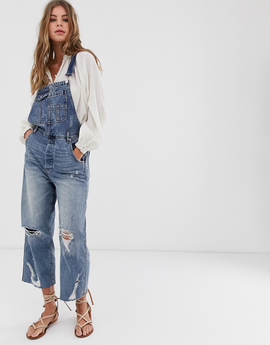 Free People Baggy boyfriend fit dungaree's