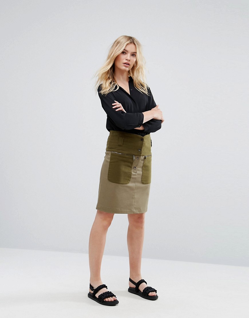 Max&Co Deflusso Utility Button Skirt