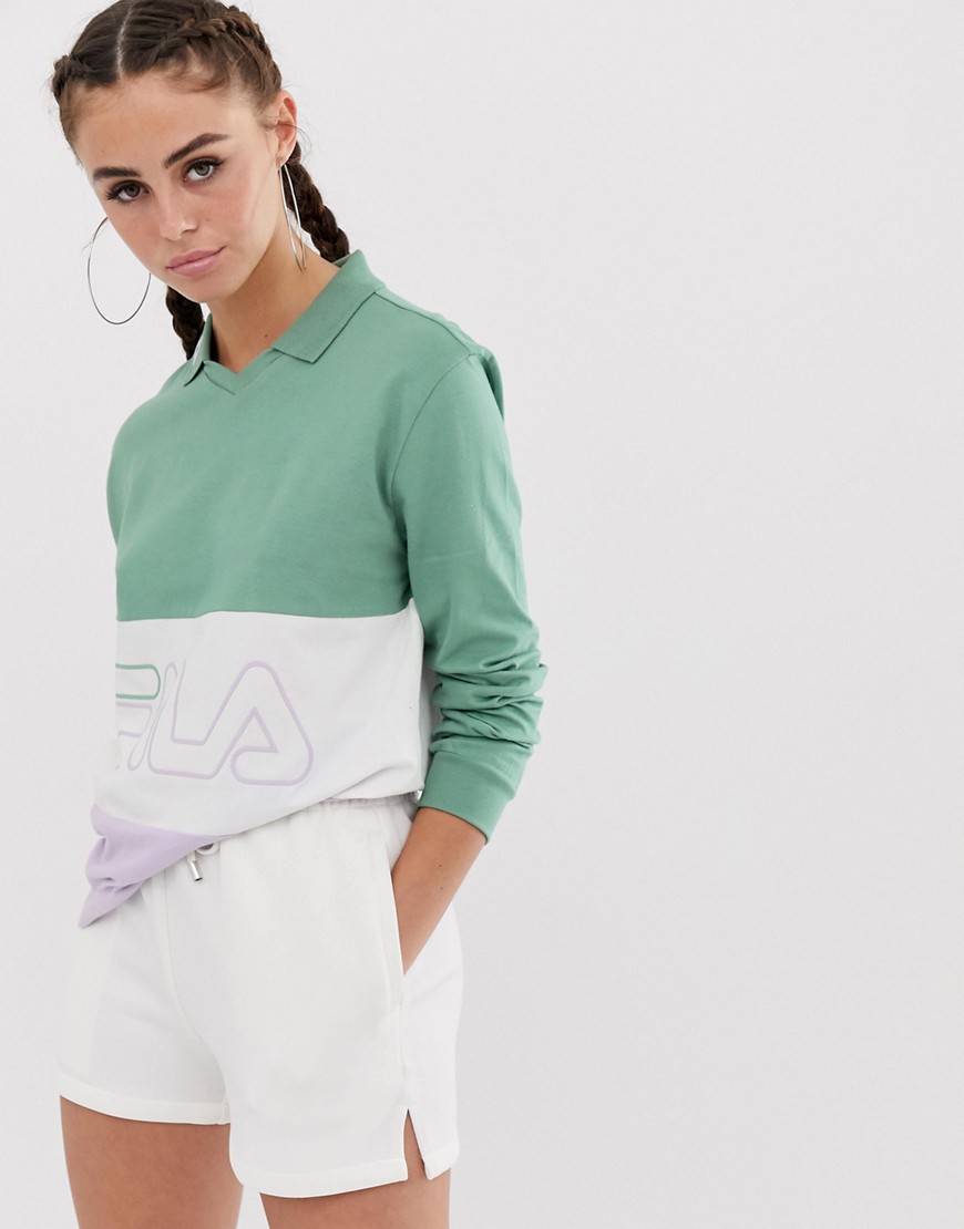 Fila rugby top with front logo in pastel colour block