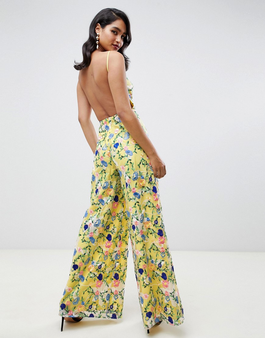 ASOS EDITION floral embroidered halter jumpsuit