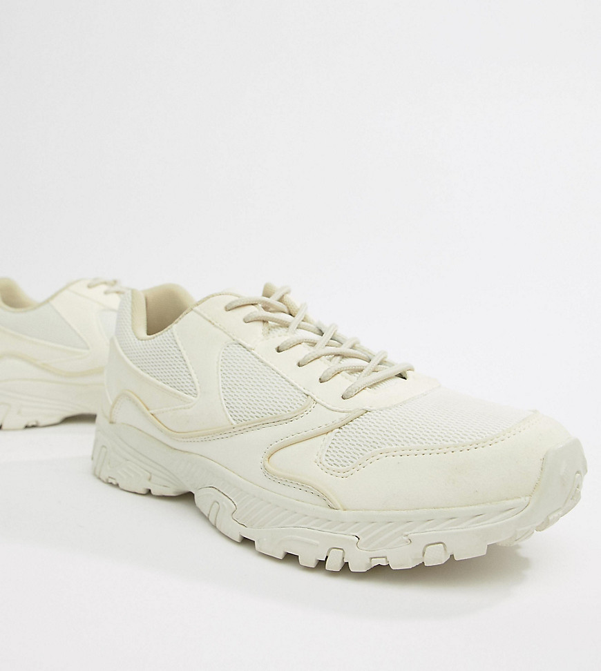ASOS DESIGN Wide Fit trainers in off white with chunky sole