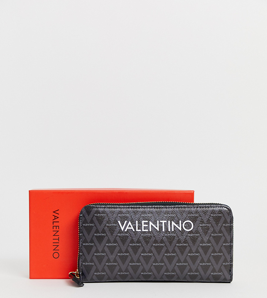 Valentino by Mario Valentino geometric print zip around purse in black