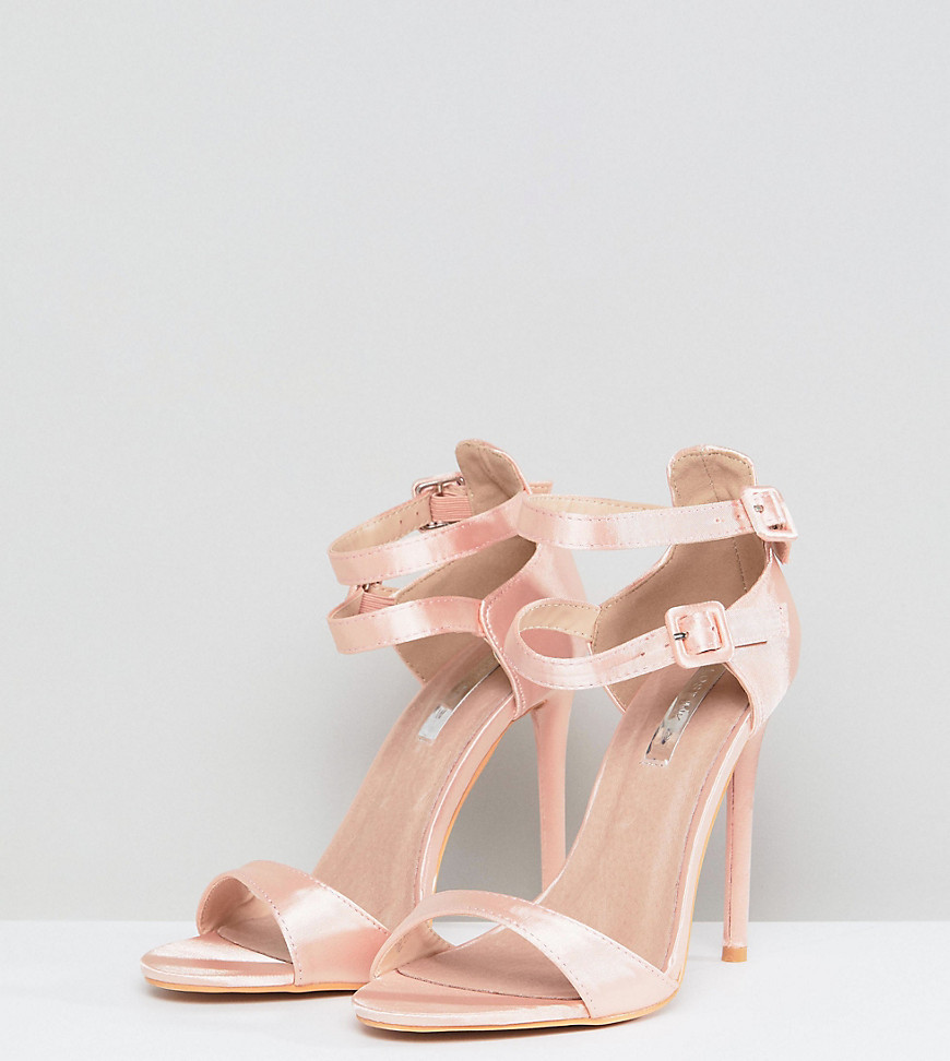 Lost Ink Wide Fit Satin Barely There Sandals