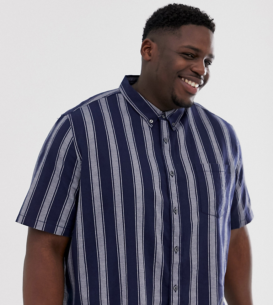 Burton Menswear Big & Tall oxford shirt in navy stripe
