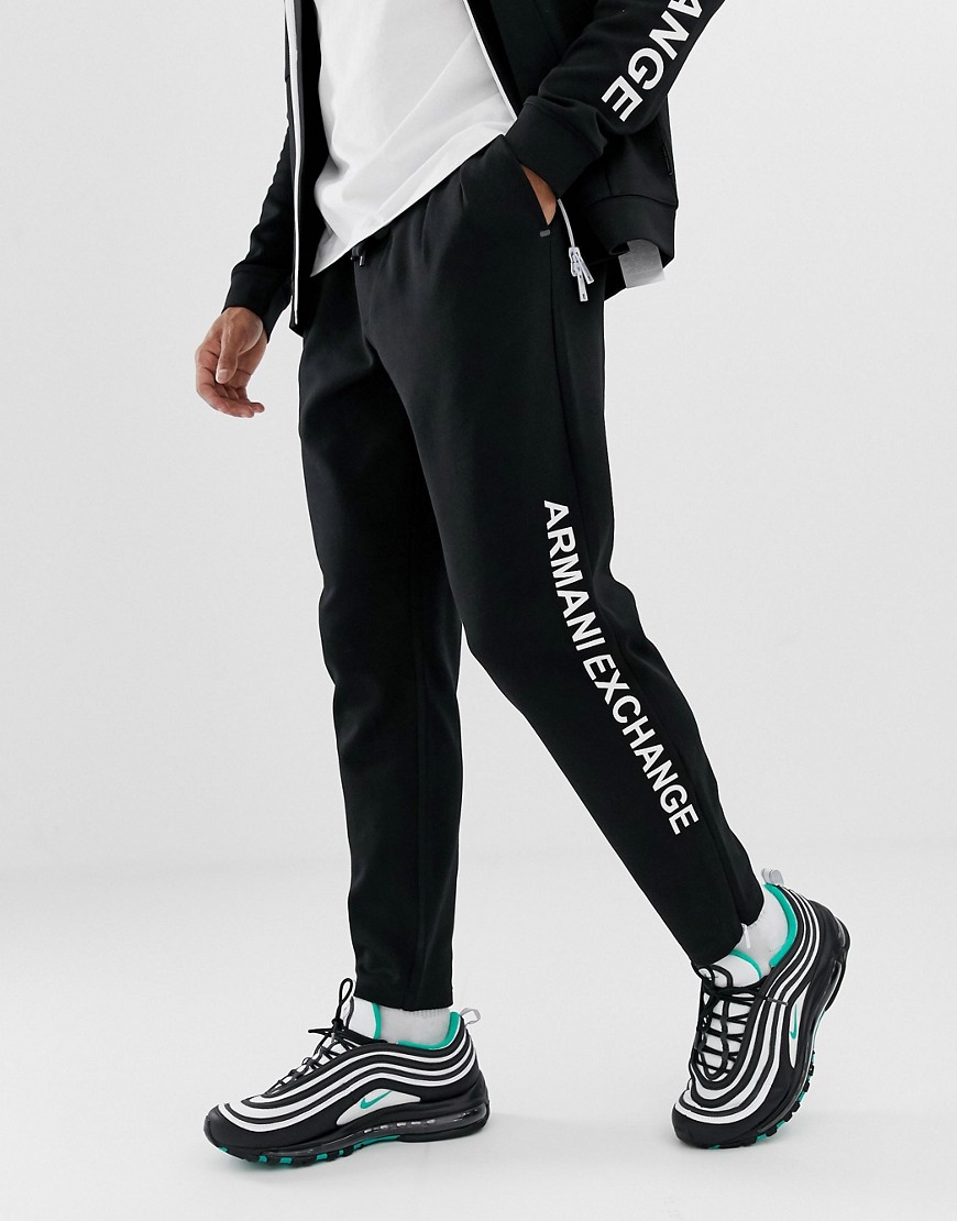 Armani Exchange side logo sweat joggers in black