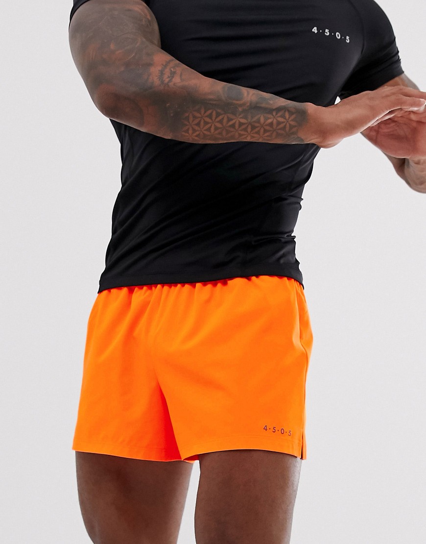 ASOS 4505 training shorts in short length with quick dry in neon orange