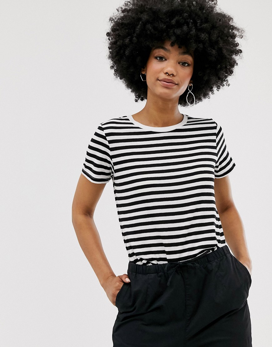Monki relaxed fit crew neck t-shirt in black and white stripe