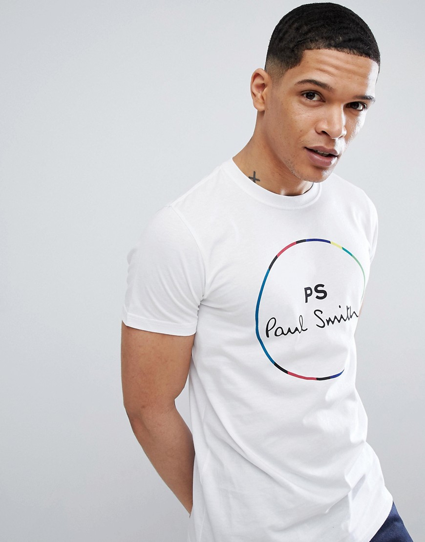 PS Paul Smith Slim Fit Circle Logo PS T-Shirt In White - 01