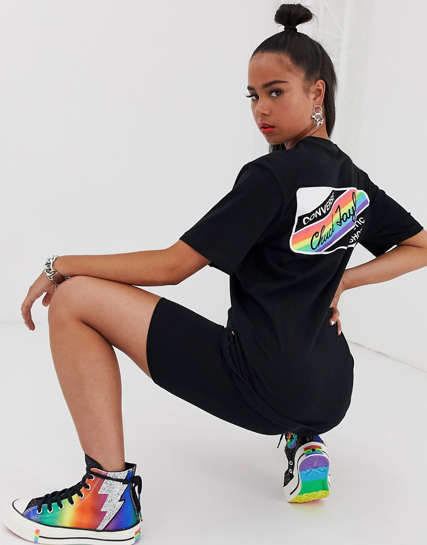 Converse Pride Black Rainbow Back Print T-Shirt