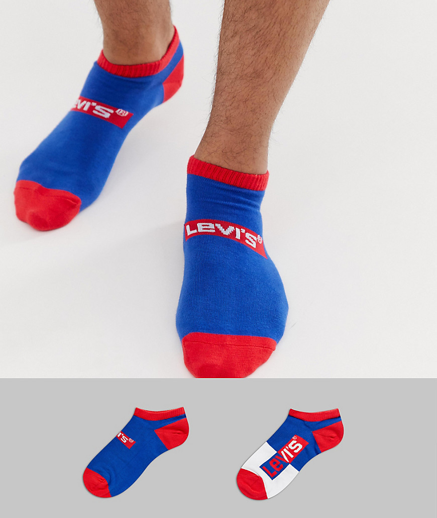 Levi's 2 pack colour block trainer socks
