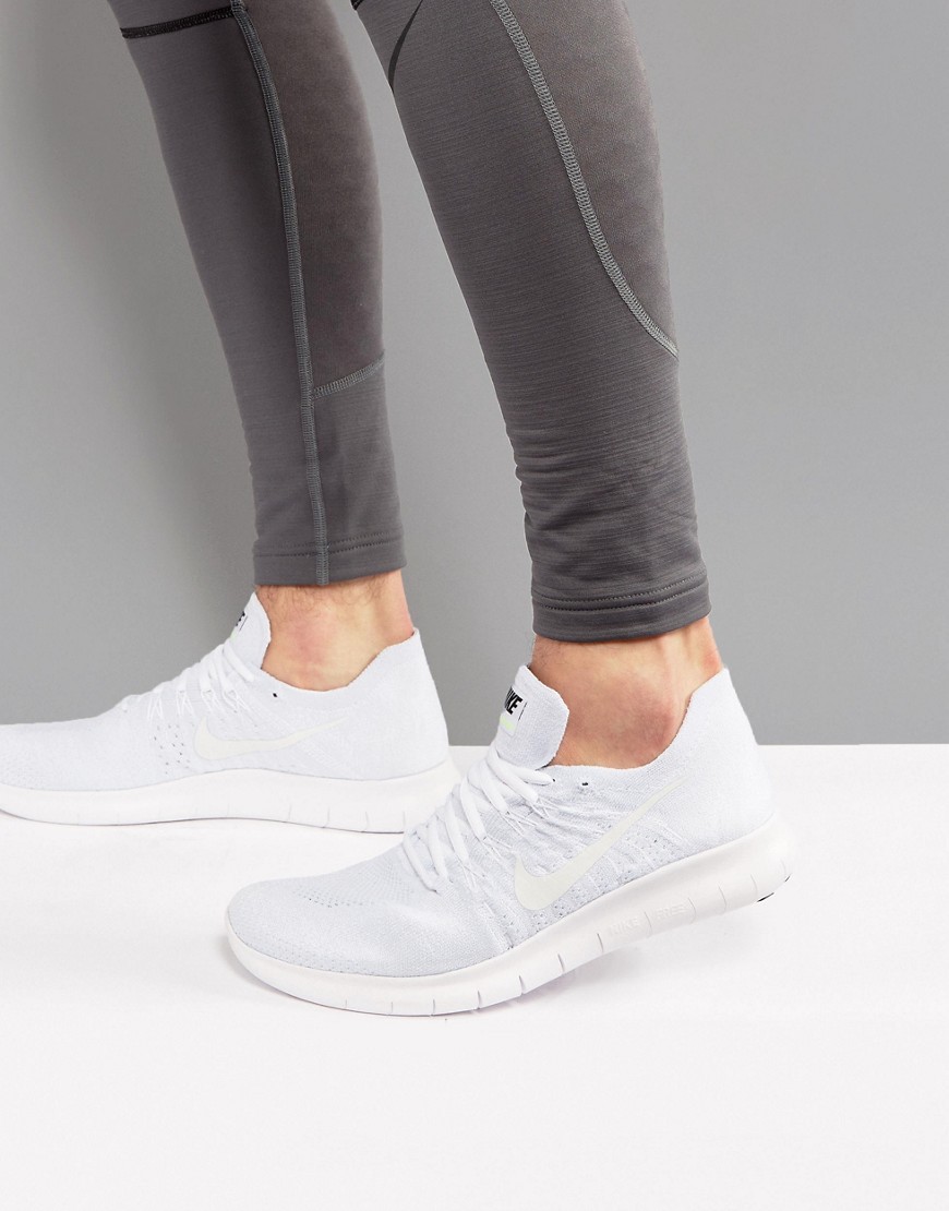 Nike Running Free Run Flyknit 2017 trainers in white 880843-100 - White