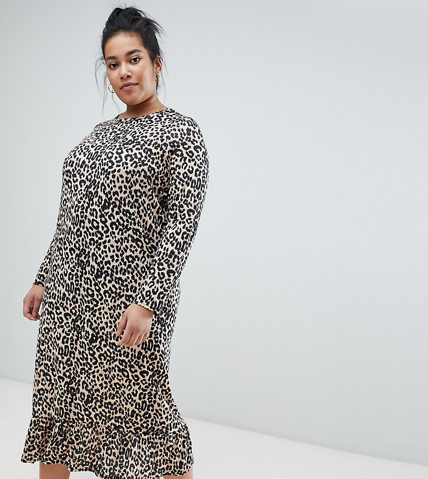 Daisy Street Plus midaxi smock dress in leopard print - Leopard print