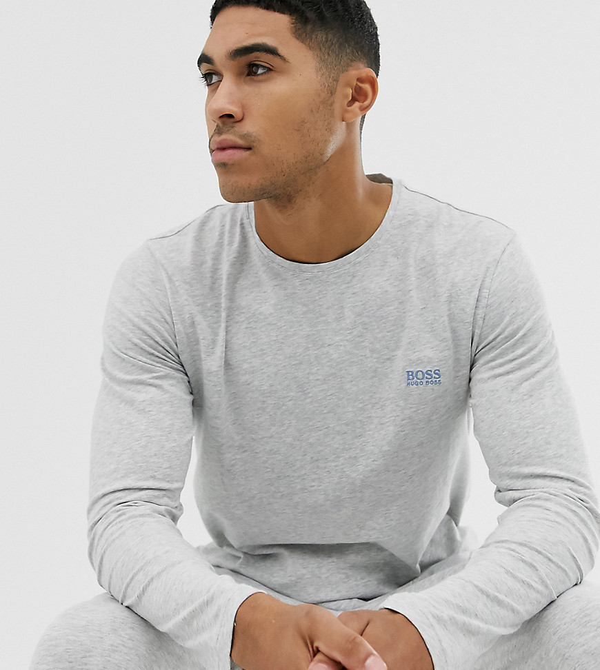 BOSS bodywear long sleeve logo t-shirt in grey