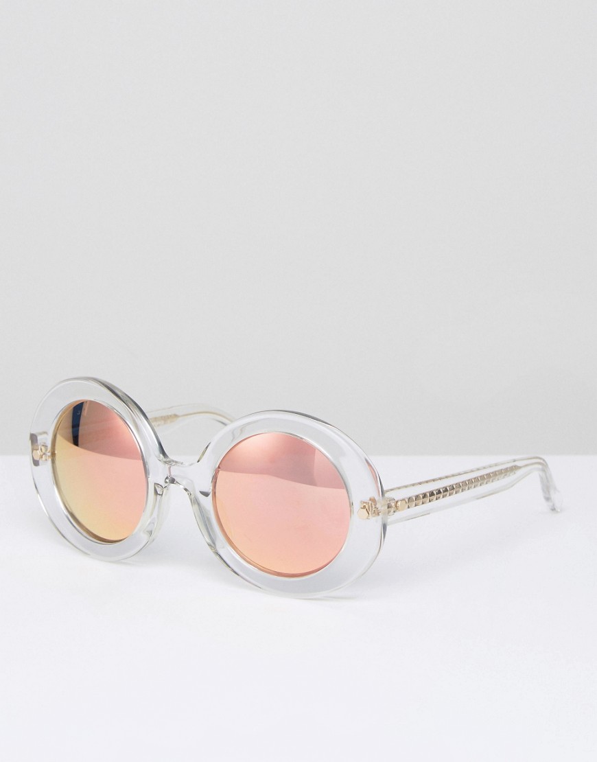 Круглые солнцезащитные очки в прозрачной оправе с персиковыми стеклами Matthew Williamson 