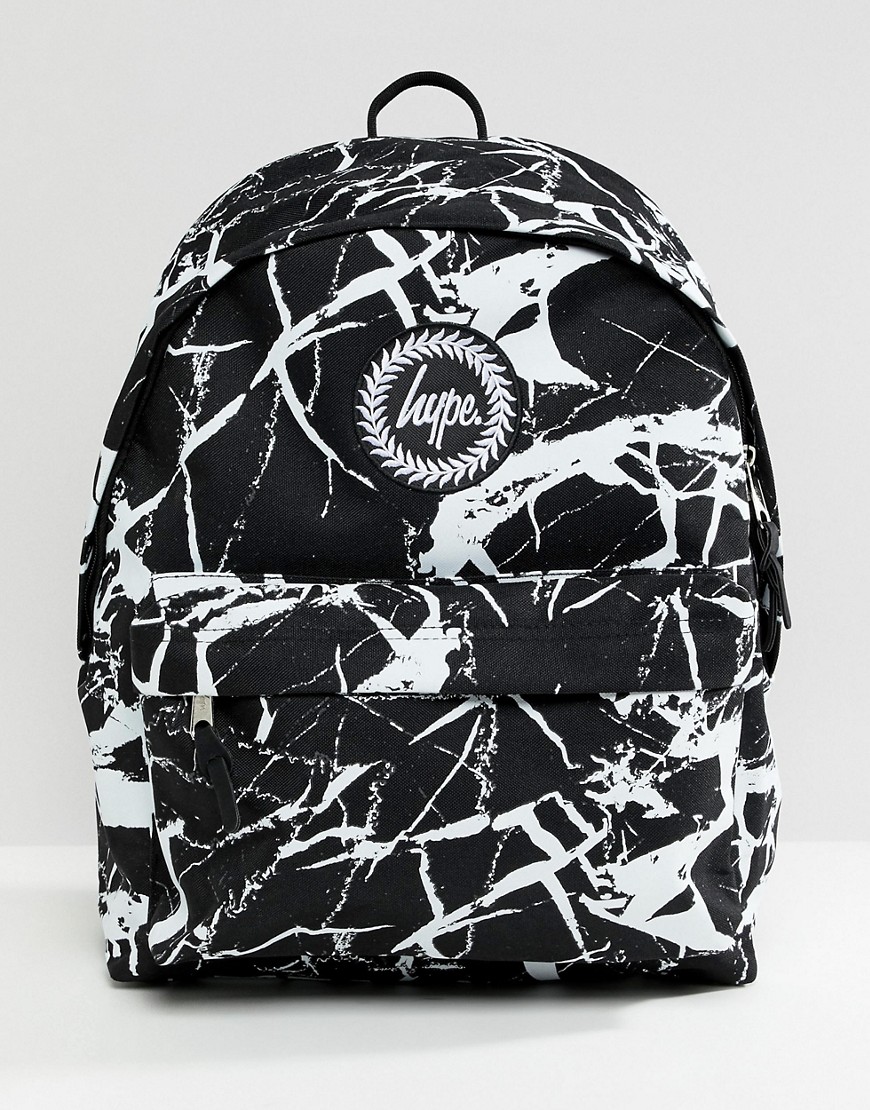 Hype backpack in marble print - Black