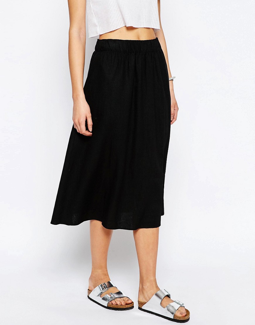 ASOS | ASOS Full Midi Skirt in Linen at ASOS