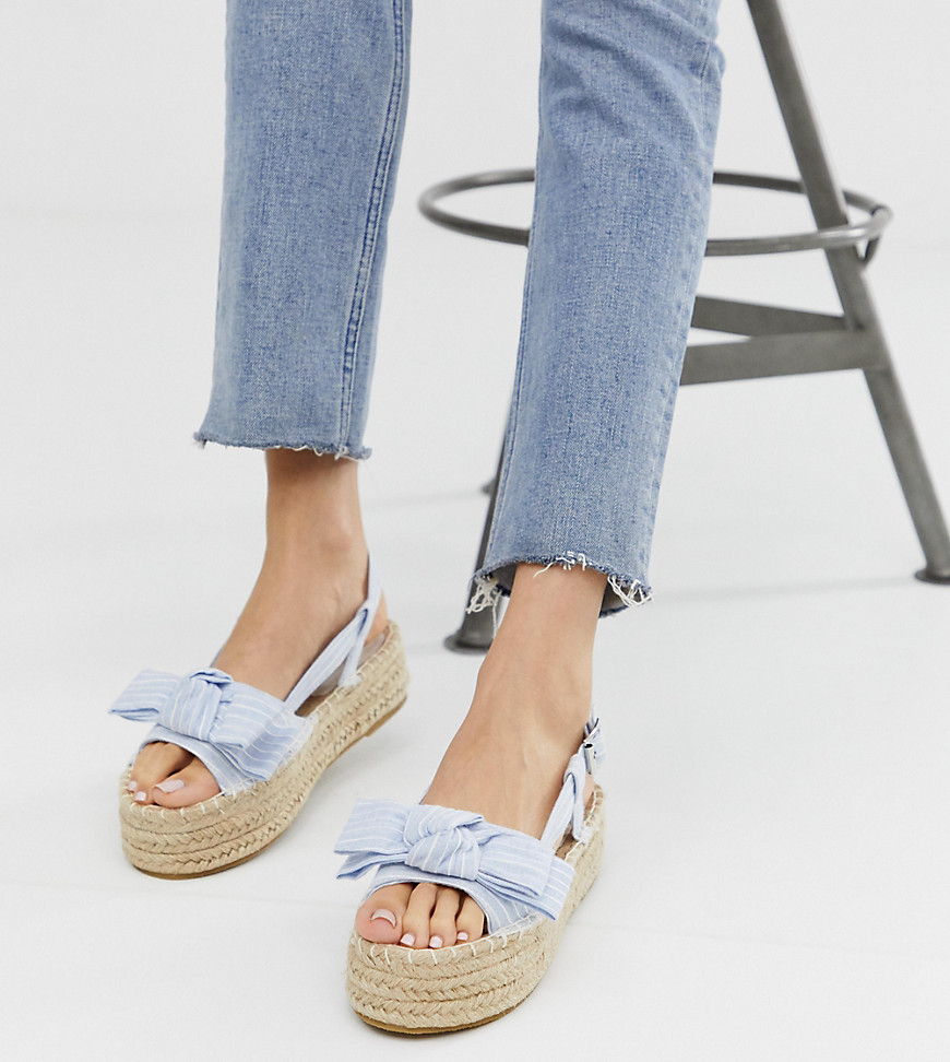 South Beach Exclusive chambray striped flatform espadrilles