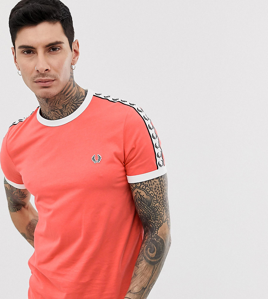 Fred Perry taped ringer t-shirt in pink Exclusive at ASOS