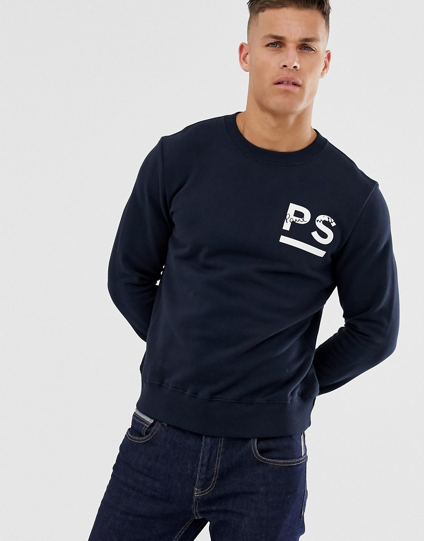 PS Paul Smith contrast logo crew neck sweat navy