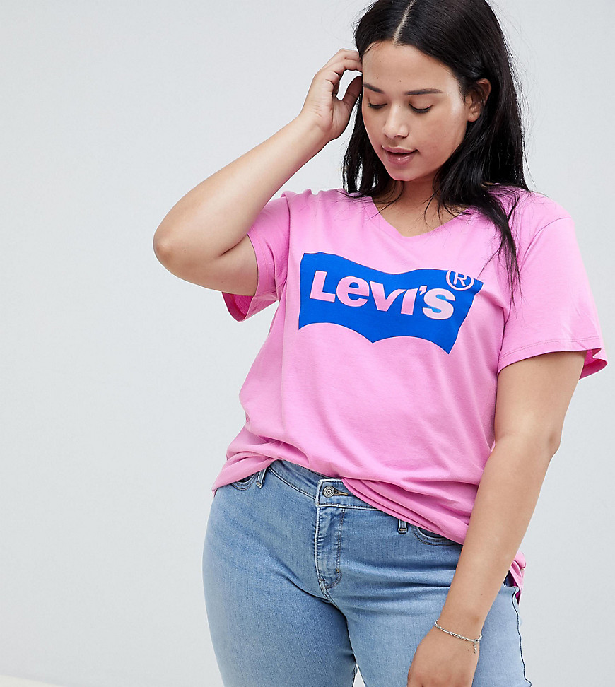 Levi's Plus perfect t shirt with batwing logo in pink