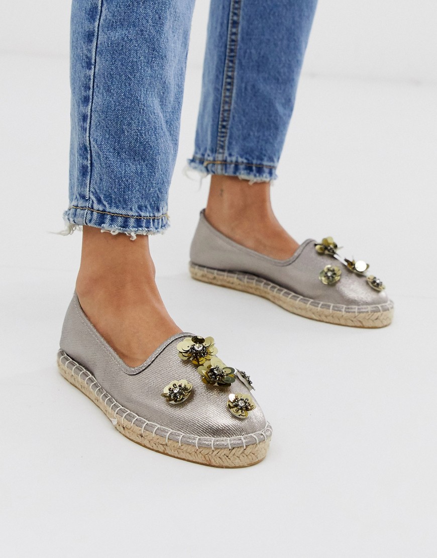 South beach sequin espadrille in pewter