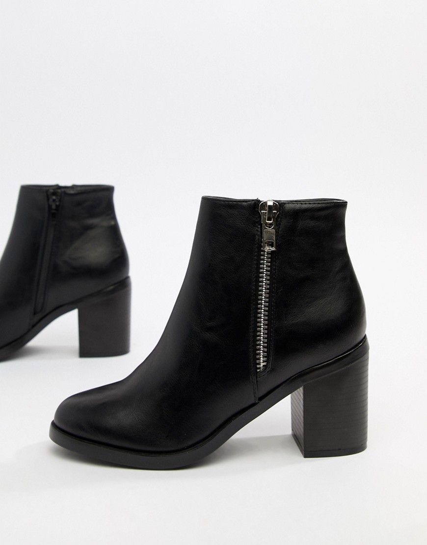Pimkie Zip Detail Heeled Boot - Black