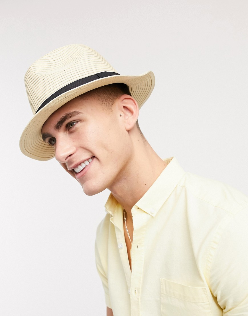 ASOS DESIGN FESTIVAL STRAW FEDORA IN BEIGE WITH BAND,6T3144