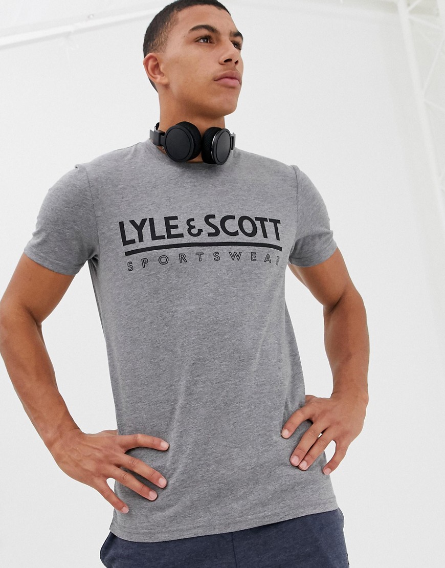Lyle & Scott Fitness large logo t-shirt in grey marl