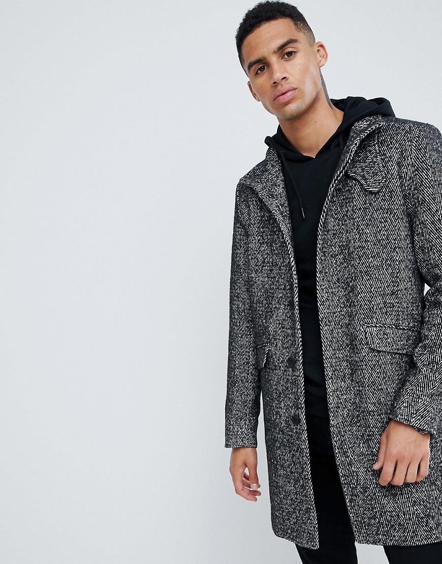 Only & Sons stand collar wool overcoat
