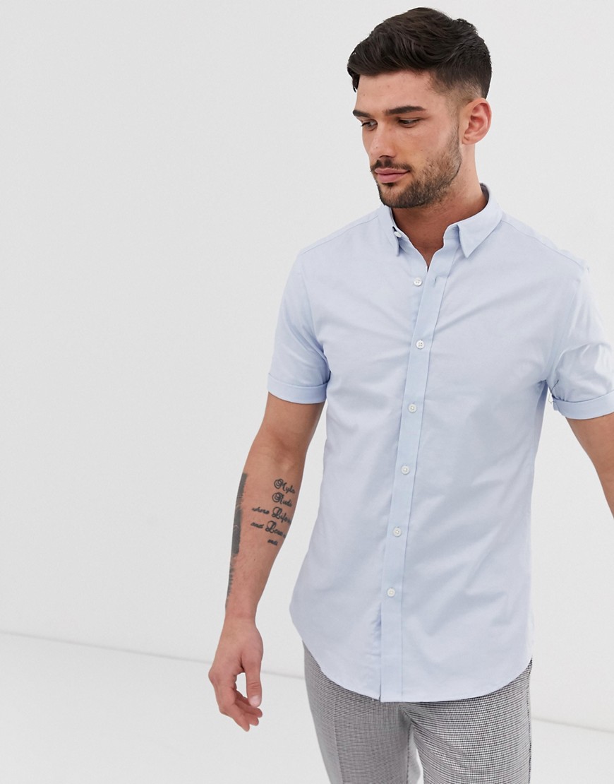 New Look Oxford Shirt In Muscle Fit In Light Blue | ModeSens