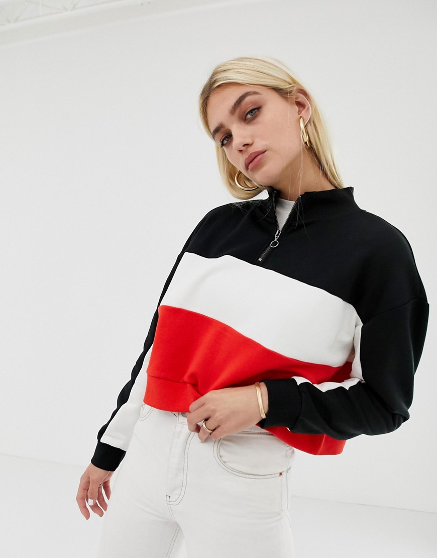 Noisy May colour block sweat with zip