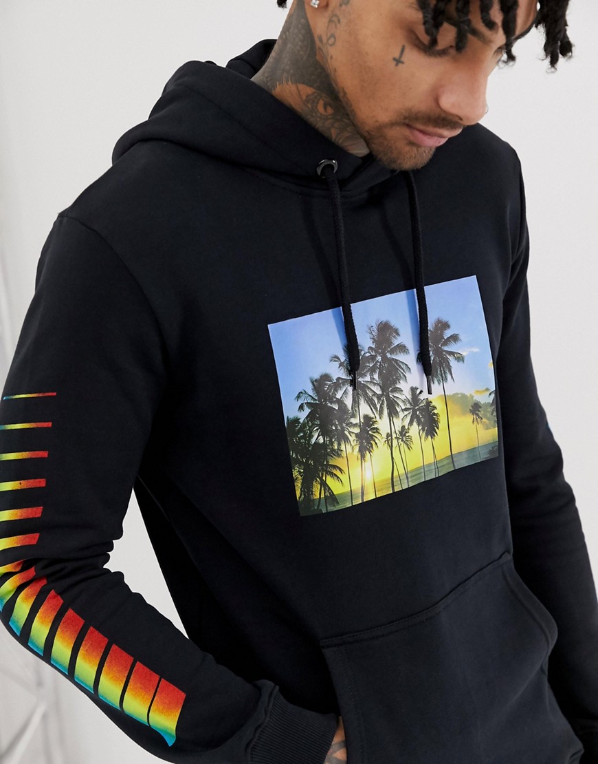 Criminal Damage hoodie in black with placement palm print