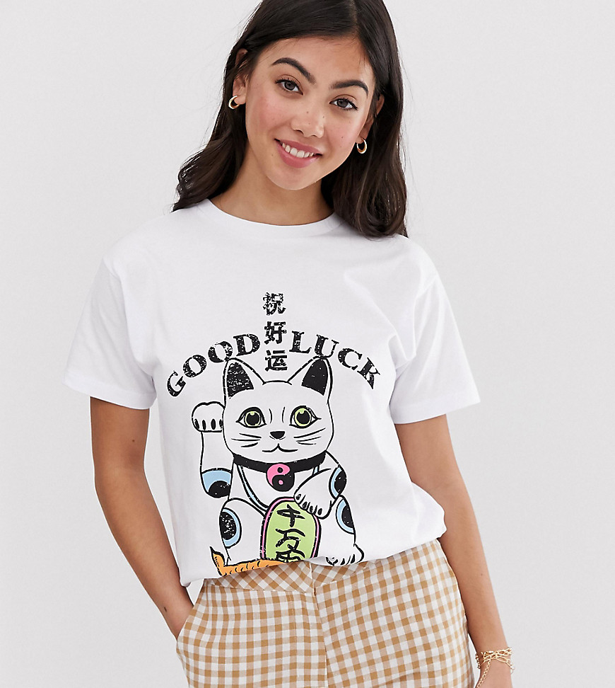 ASOS DESIGN Petite t-shirt with lucky cat print