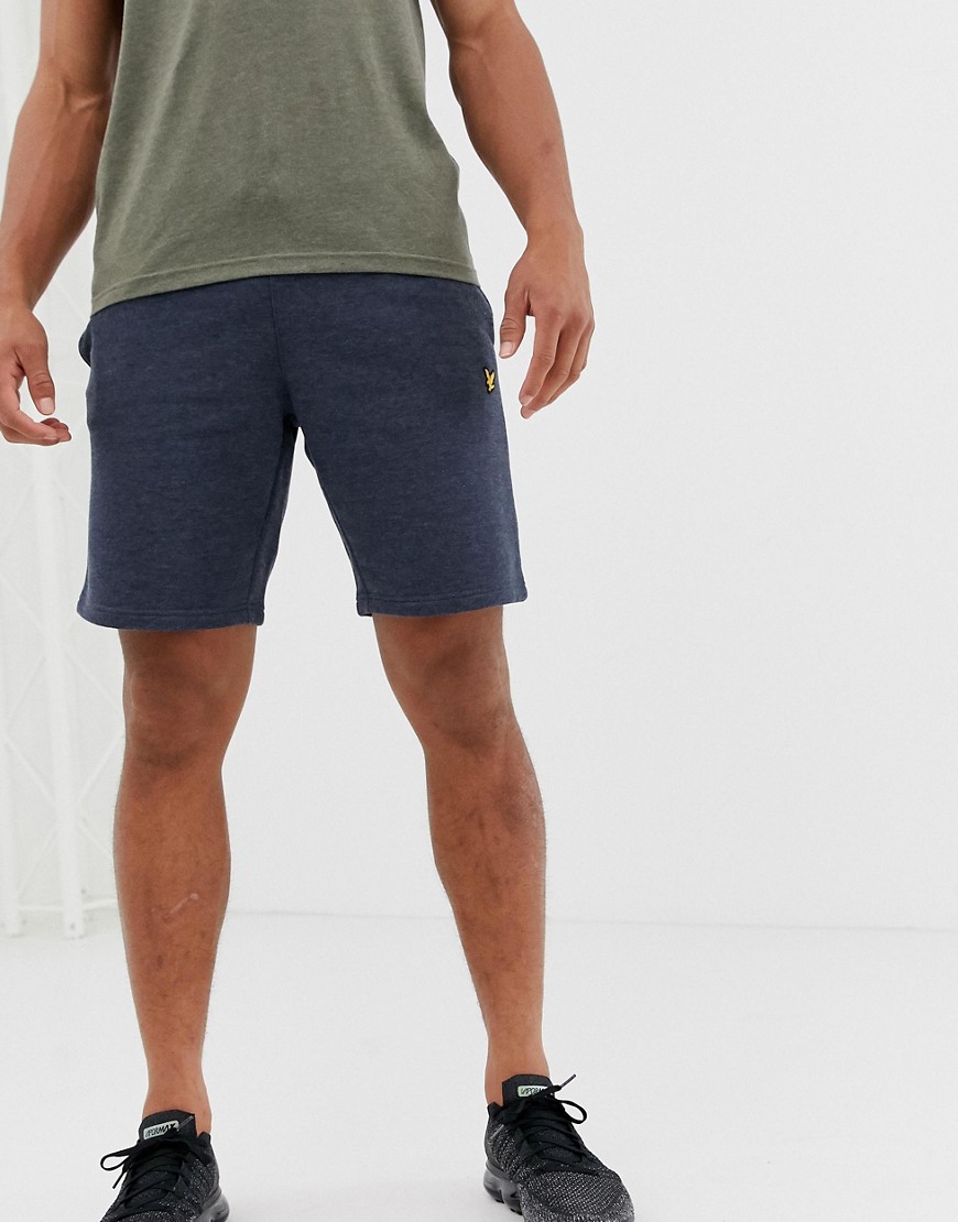 Lyle & Scott Fitness fleece shorts in navy marl