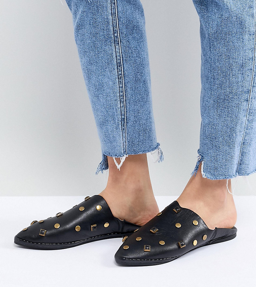 Maison Scotch Exclusive Slippers Shoes With Studs - Black