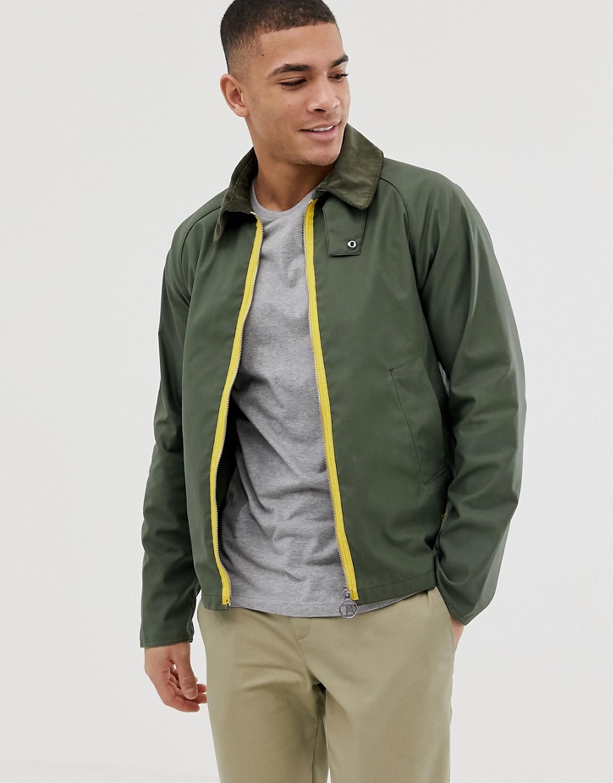 Barbour Beacon Munro wax jacket with contrast zip in green