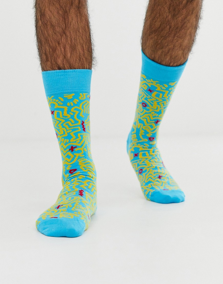 Happy Socks X Keith Haring Untitled print socks