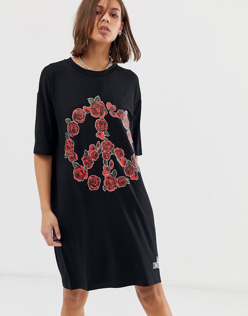Love Moschino floral peace print t-shirt dress