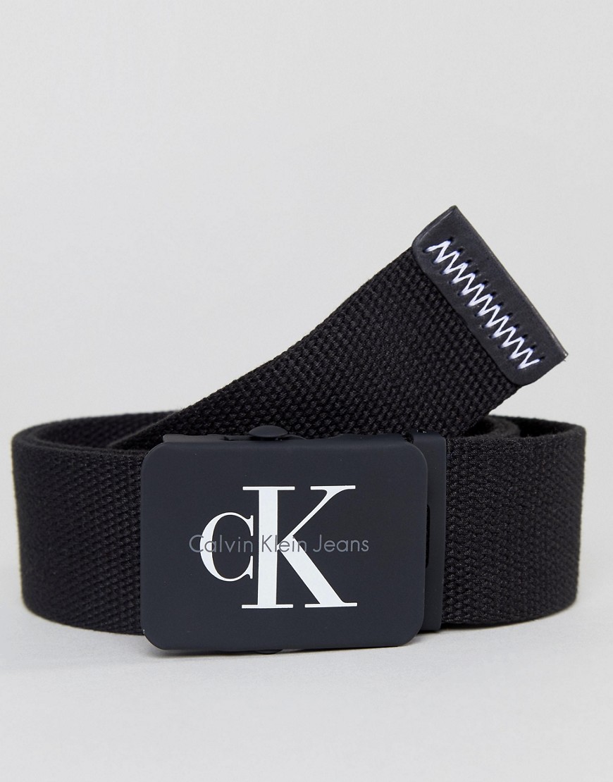 Calvin Klein Canvas Belt With Plaque - Black