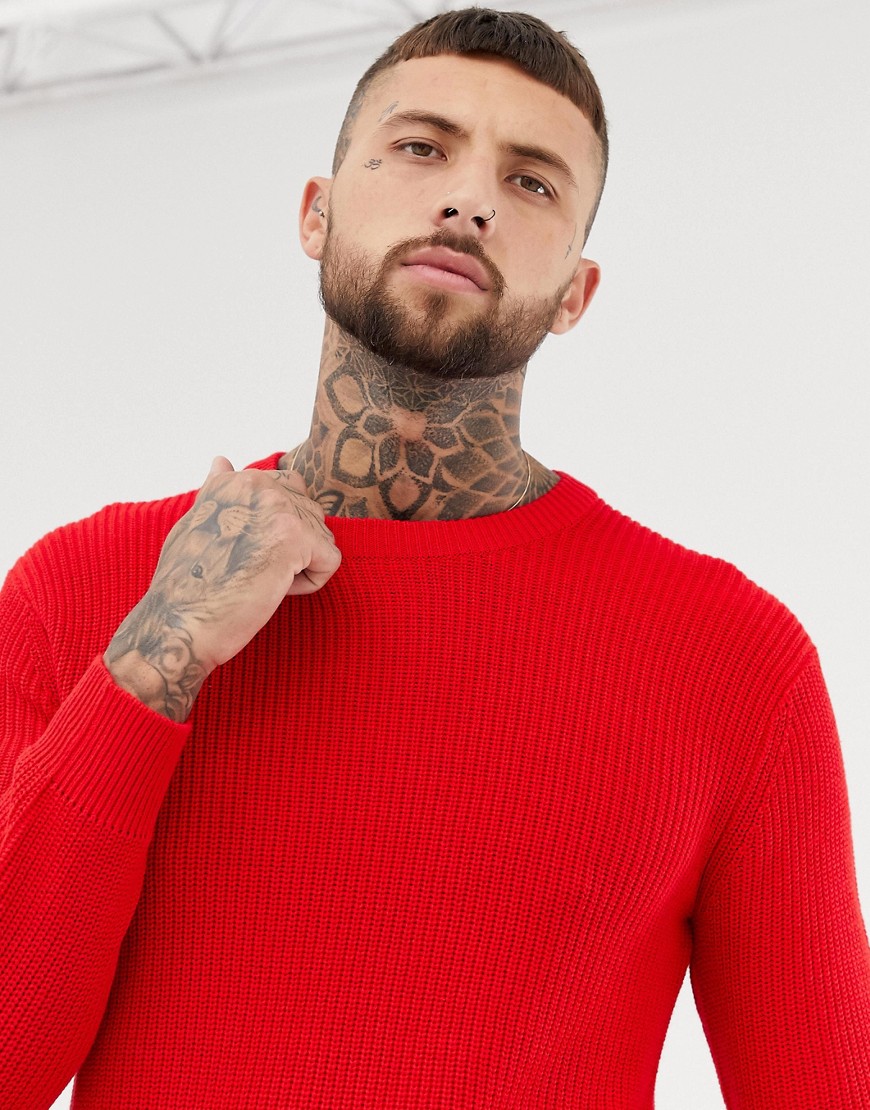 Bershka knitted jumper in red - Red