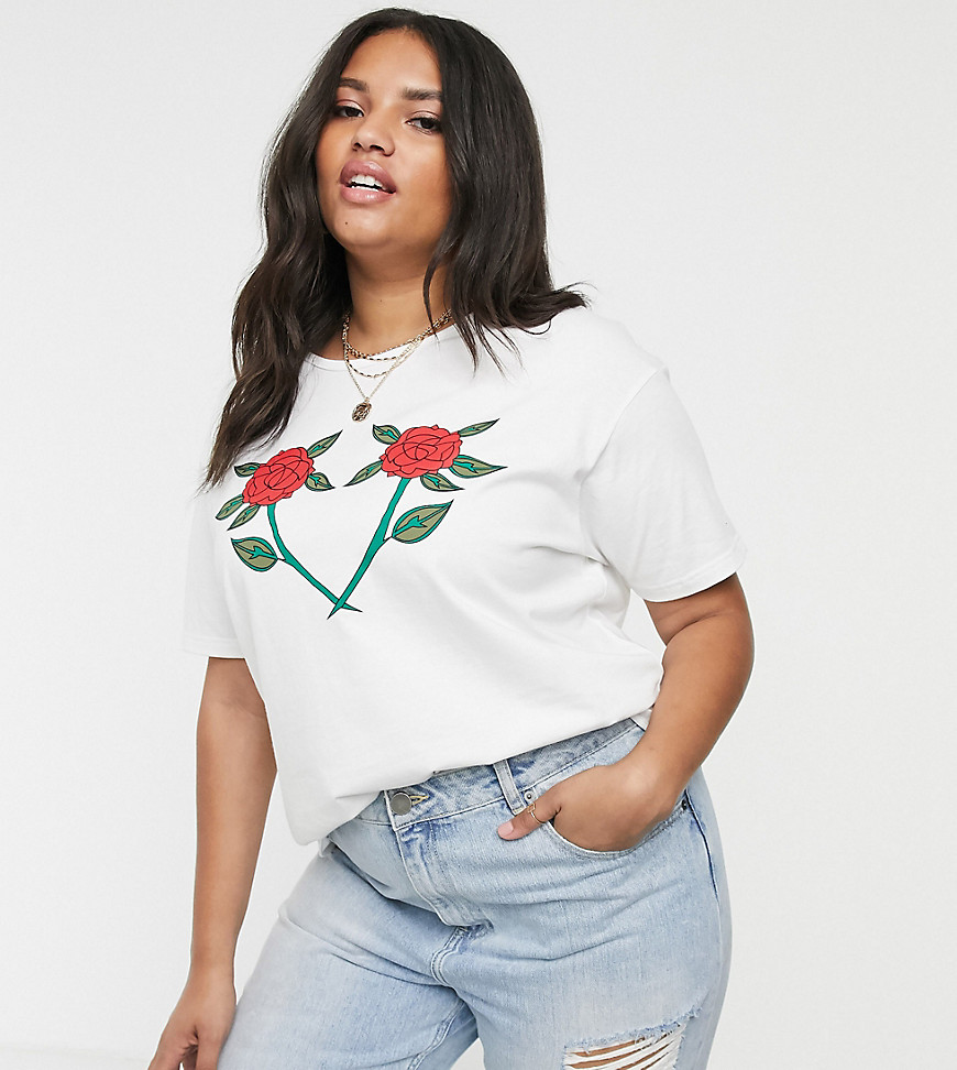 Wednesday's Girl Curve relaxed t-shirt with rose heart print