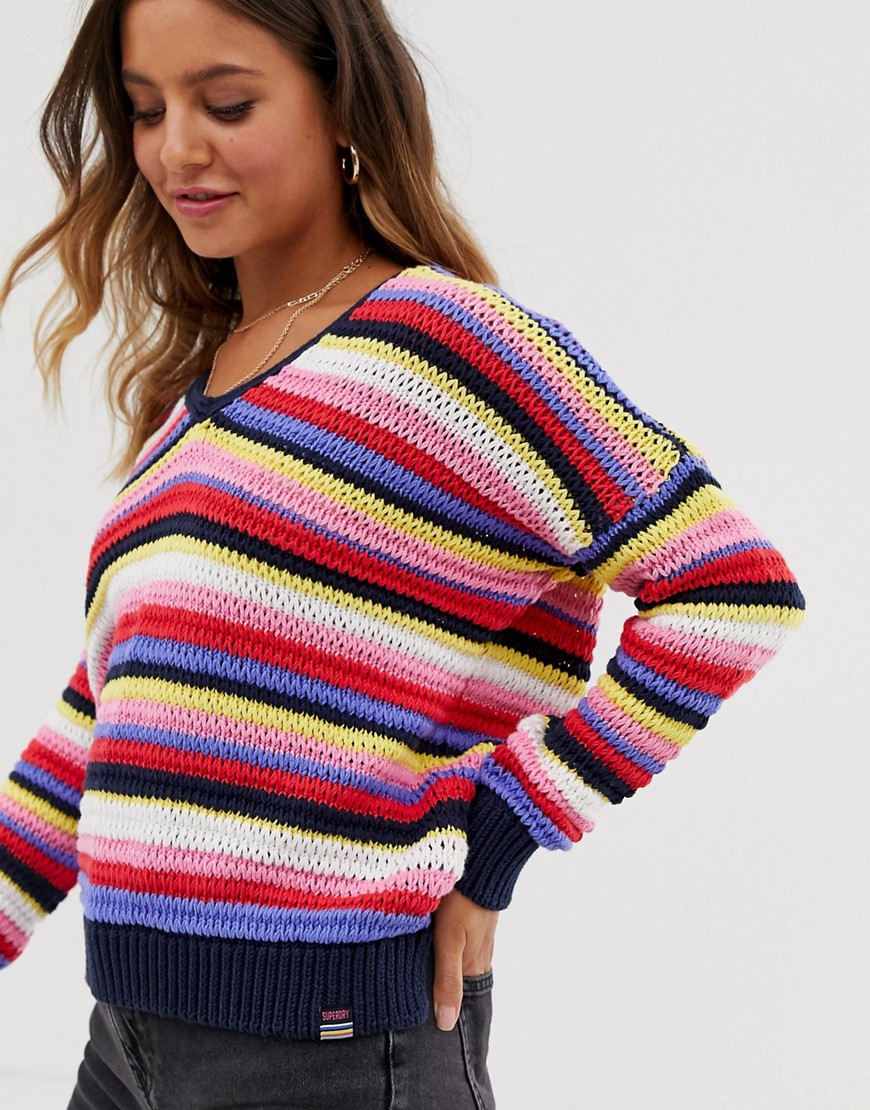 Superdry multi stripe knit jumper